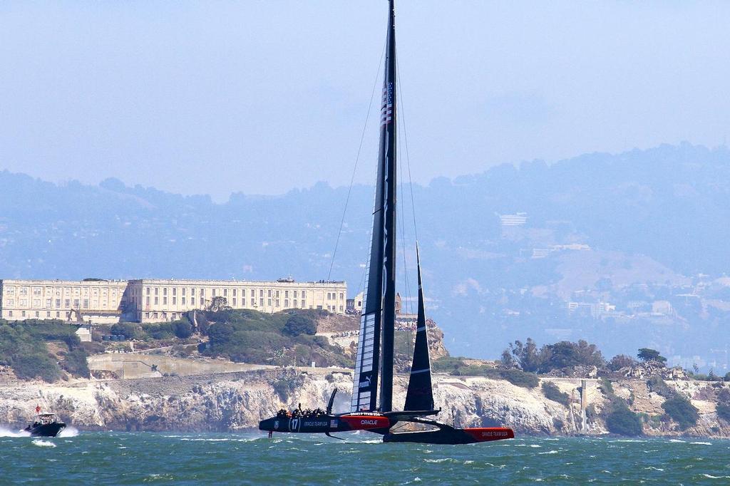 Oracle Team USA v Emirates Team New Zealand. America’s Cup Day 5 San Francisco. Oracle Team USA leads Race 8 © Richard Gladwell www.photosport.co.nz